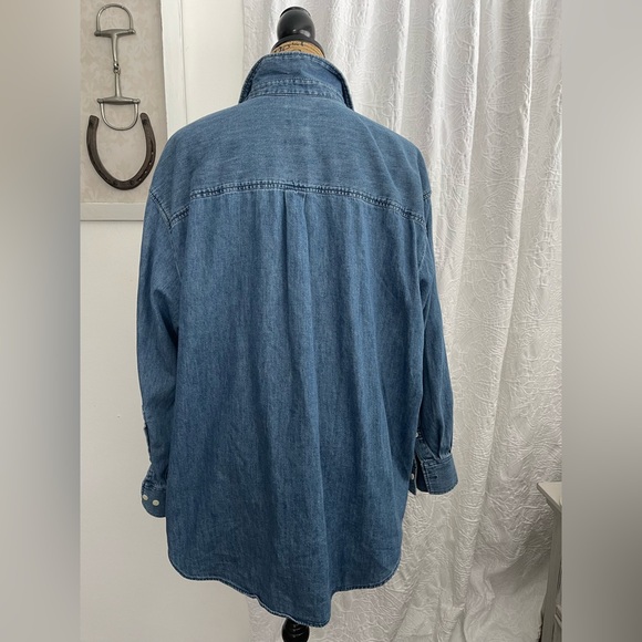 GAP Denim “The Big Shirt” Medium Wash Classic Oversized Size L - Picture 2 of 10